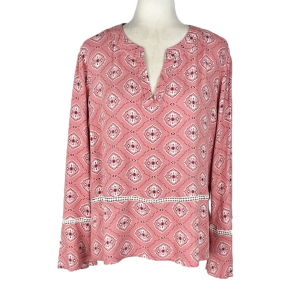 Pink motif boho blouse